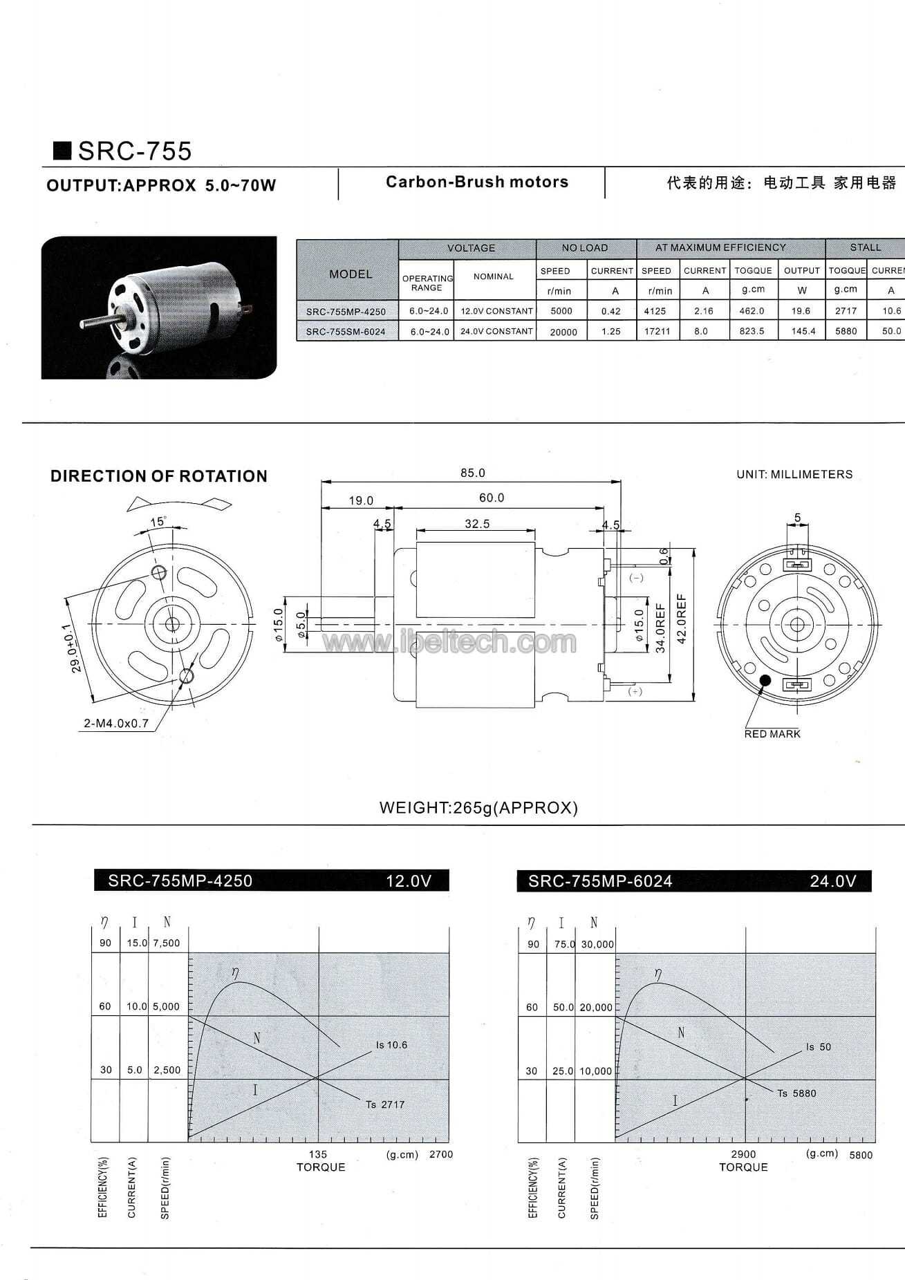 metal brush micro motor SRC-755 image 2